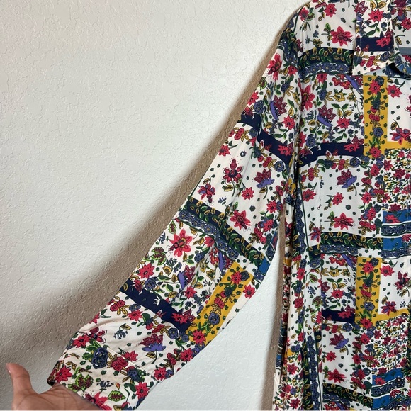 Natural Life Georgia patchwork floral button down shirt dress long line tunic - Picture 5 of 8